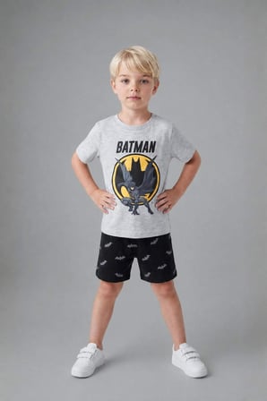 DeFacto Batman Lisanslı 2'li Pijama Gri Melanj Takımı Erkek Bebek H8147A526HSGR400