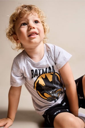 DeFacto Batman Lisanslı 2'li Pijama Gri Melanj Takımı Erkek Bebek H8147A526HSGR400