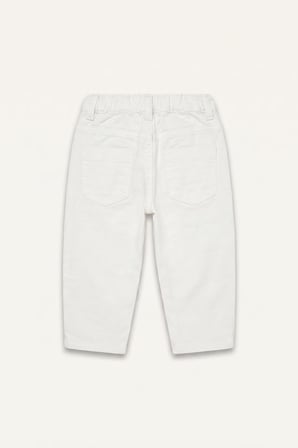 DeFacto %100 Pamuk Baggy Fıt Gabardin İşlemeli Ekru Pantolon Kız Bebek H9302A526AUER105
