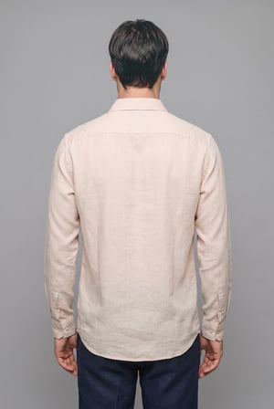 DeFacto %100 Keten Regular Fit Polo Yaka Basic Uzun Kollu Gömlek C1825AX26SMER218