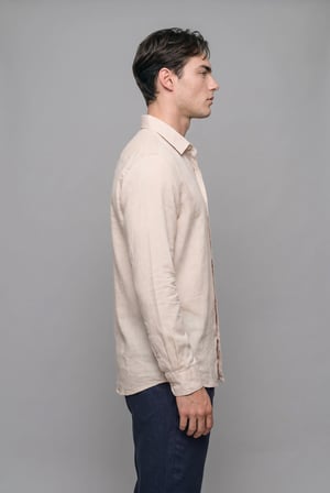 DeFacto %100 Keten Regular Fit Polo Yaka Basic Uzun Kollu Gömlek C1825AX26SMER218