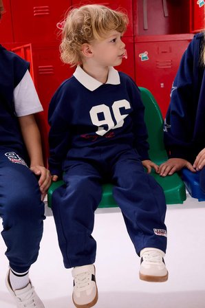 Oversıze Polo Yaka Sweatshirt Kumaşı Sweatshirt Erkek Bebek