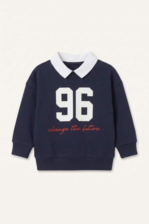 Oversıze Polo Yaka Sweatshirt Kumaşı Sweatshirt Erkek Bebek