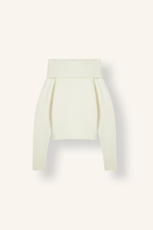 Slim Fit Katlamalı Açık Omuz Triko Basic Kazak