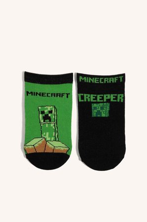 DeFacto Minecraft Lisanslı 3'lü Pamuklu Patik Karma Çorap Erkek Çocuk I1012A8NSKR1