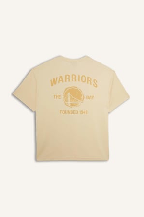 DeFacto NBA Golden State Warrıors Lisanslı Relax Fıt Kısa Kollu Açık Sarı Tişört H3813AX26HSYL238