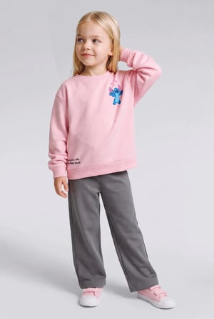 Dısney Lılo & Stıtch Kalın Sweatshirt Kumaşı 2'li Takım Kız Bebek