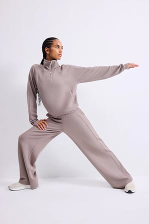 Wıde Leg Standart Paça Standart Boy Waffle Sporcu Pantolon
