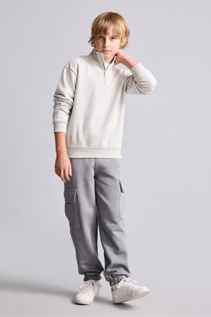 DeFacto Oversize Yarım Fermuarlı Dik Yaka Sweatshirt Erkek Çocuk H7132A826AUGR294