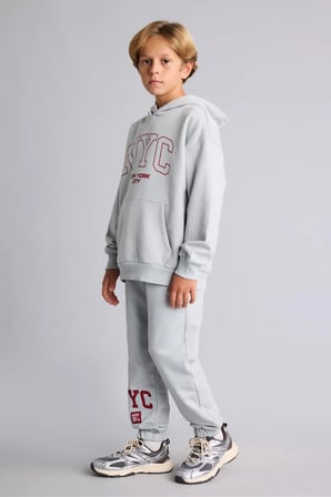 Overshirt Fit Kapüşonlu Kanguru Cepli Baskılı Sweatshirt Erkek Çocuk