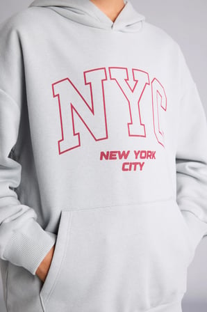 Overshirt Fit Kapüşonlu Kanguru Cepli Baskılı Sweatshirt Erkek Çocuk
