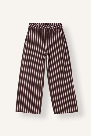 Wide Leg Çizgili Gabardin Pantolon Kız Çocuk