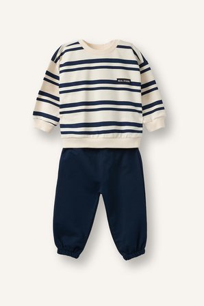 DeFacto Çizgili Bisiklet Yaka Sweatshirt Üst Lastikli Paça Alt 2'li Takım Erkek Bebek I0235A526AUNV256