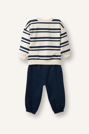 DeFacto Çizgili Bisiklet Yaka Sweatshirt Üst Lastikli Paça Alt 2'li Takım Erkek Bebek I0235A526AUNV256