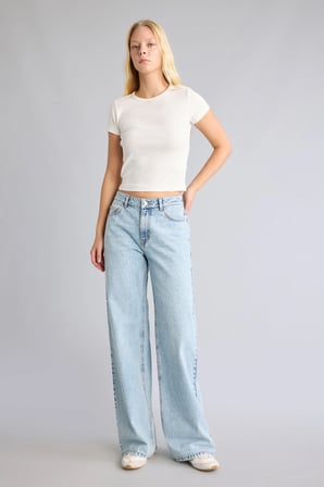 Low Rise Wideleg Düşük Bel Geniş Paça Jean Pantolon