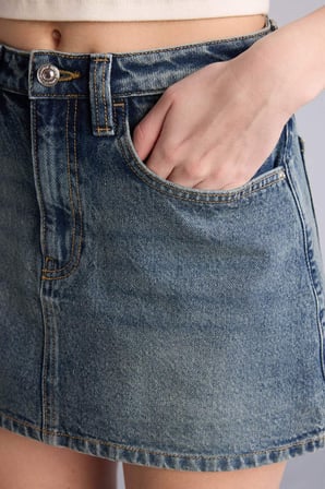 DeFacto Yüksek Bel Mini Jean Etek H0636AX26SMNM28