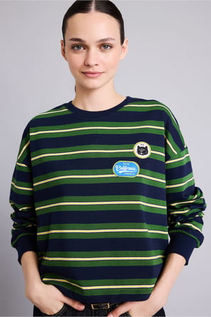 Loose Fıt Bisiklet Yaka Sweatshirt