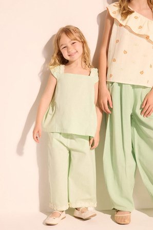 DeFacto Floral Keten Görünümlü 2'li Takım Kız Bebek H4734A526SMGN1139