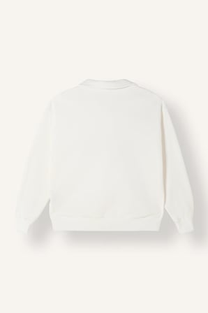 Relax Fıt Polo Yaka Baskılı Kalın Sweatshirt Kumaşı Sweatshirt