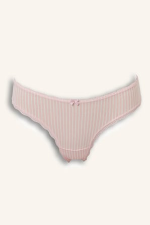 Çizgili Fiyonk ve Dantel Detaylı 2'li Slip Külot