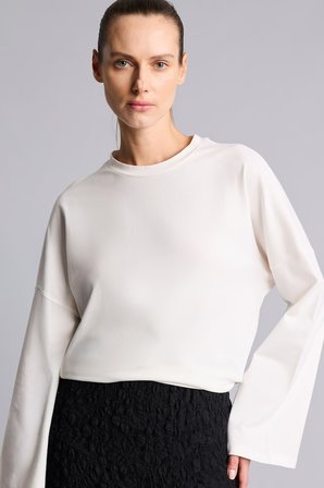 DeFacto Bisiklet Yaka Düşük Omuz Geniş Uzun Kollu Relax Fit Basic Tişört I2727AX26AUER105