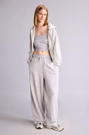Cropped Fit Kapüşonlu Kalın Fermuarlı Sweatshirt