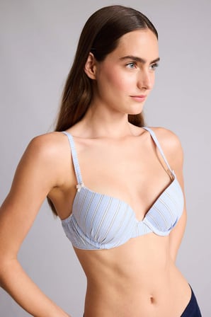 DeFacto Poplin Kaplı Push Up Balenli Çizgili Bra H3799AX26SPBE550