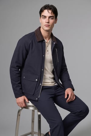 Regular Fit Polo Yaka Cepli Kadife Yaka Fermuarlı Astarlı Mont