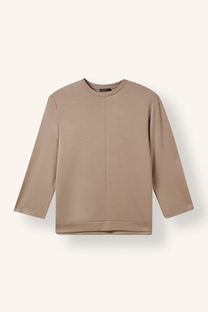 Regular Fit Bisiklet Yaka Önü Dikiş Detaylı Uzun Kollu Tunik Basic Sweatshirt