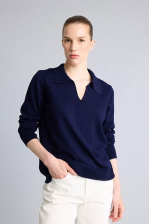 Regular Fıt Polo Yaka Kazak