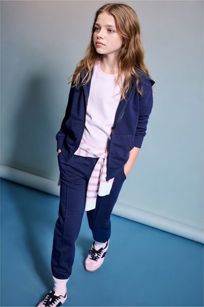 DeFacto Fermuarlı Kanguru Cepli Kapüşonlu Basic Sweatshirt Hırka Kız Çocuk C8110A826AUNV241