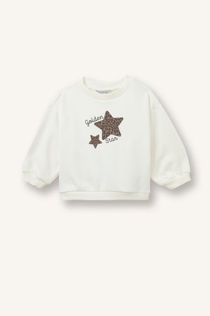Yıldız Baskılı Regular Fit Bisiklet Yaka Sweatshirt Kız Bebek