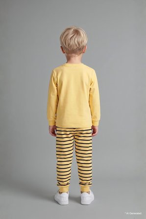 DeFacto Baskılı Uzun Kol Üst Çizgili Alt 2'li Pijama Takımı Erkek Bebek I1433A526AUYL166