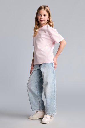 DeFacto Relax Fit Bisiklet Yaka Düşük Omuzlu Kısa Kollu Basic Tişört Kız Çocuk H6034A826AUPN343