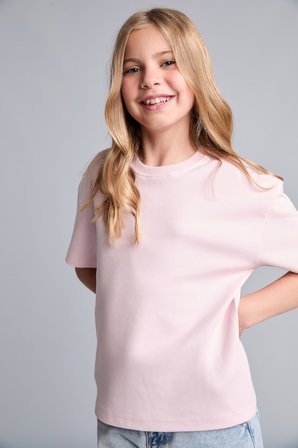 DeFacto Relax Fit Bisiklet Yaka Düşük Omuzlu Kısa Kollu Basic Tişört Kız Çocuk H6034A826AUPN343