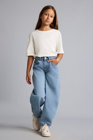 DeFacto %100 Pamuk Pens Detaylı Cepli Baggy Fit Jean Pantolon Kız Çocuk H8895A826AUNM28