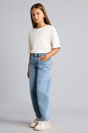 DeFacto %100 Pamuk Pens Detaylı Cepli Baggy Fit Jean Pantolon Kız Çocuk H8895A826AUNM28