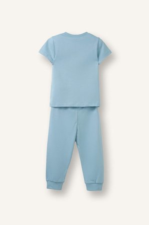 DeFacto 2'li Mavi Baskılı Kısa Kollu Pijama Takımı Erkek Bebek H5629A526AUBE526