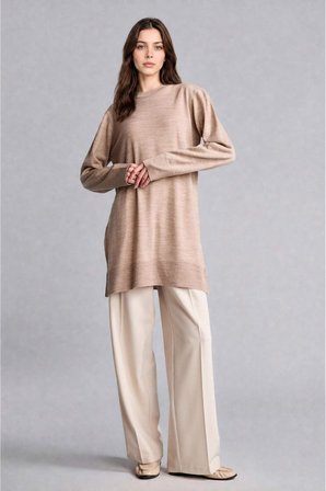 Regular Fıt Bisiklet Yaka Triko Tunik