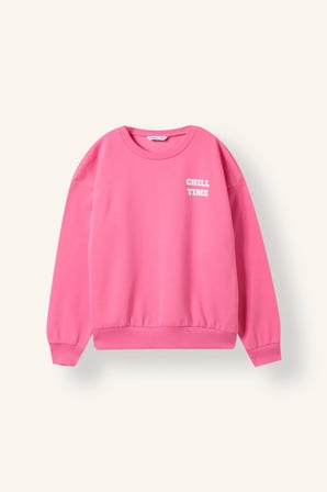 Relax Fıt Bisiklet Yaka Slogan Baskılı İçi Yumuşak Tüylü Kalın Sweatshirt Kumaşı 2'li Sweatshirt Kız Çocuk