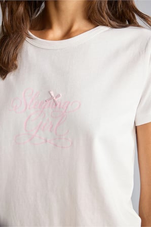 Kısa Kollu Üst Desenli Geniş Paça Alt Pijama Takımı