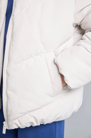 Oversize Peluş Yaka İçi Detaylı Kapitone Fermuarlı Şişme Mont Kız Çocuk