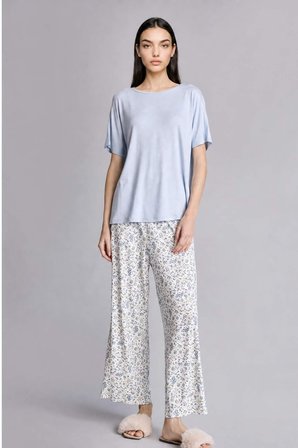 DeFacto Regular Fıt Kısa Kollu 2'li Açık Mavi Pijama Takımı H8184AX26SMBE343