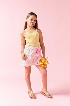 DeFacto Mom Fıt Gabardin Şort Kız Çocuk H5884A826HSER233