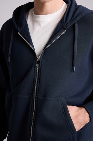 Relax Fit Kapüşonlu İçi Yumuşak Tüylü Kanguru Cepli Fermuarlı Sweatshirt