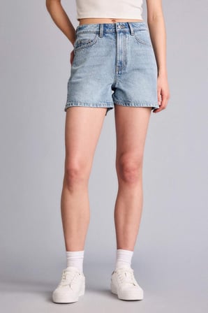 Mom Fıt Yüksek Bel Crop Fit Jean Şort