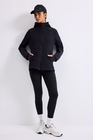 Rüzgar Geçirmez Su İtici Softshell Slim Fit Kapüşonlu Fermuarlı Cepli Yağmurluk