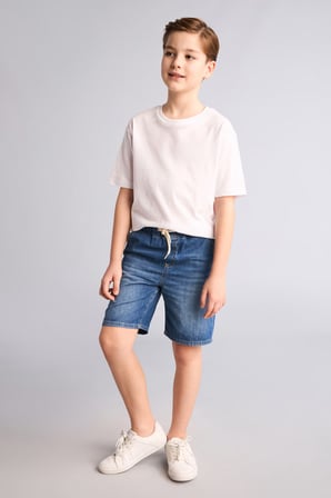 DeFacto %100 Pamuk Beli Lastikli Jean Şort Erkek Çocuk B5764A826HSNM28