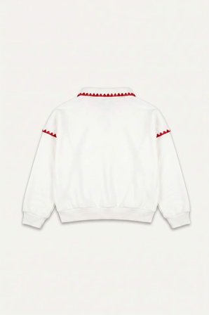 Polo Yaka Kalın Sweatshirt Kumaşı Sweatshirt Kız Bebek