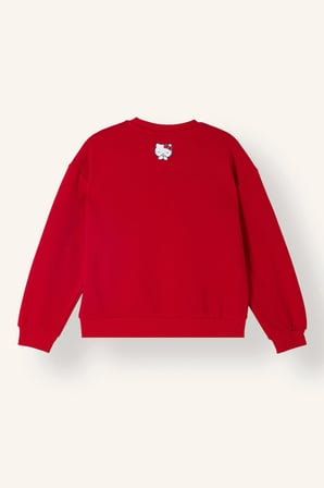 Hello Kitty Baskılı Relax Fit Bisiklet Yaka Sweatshirt Kız Çocuk